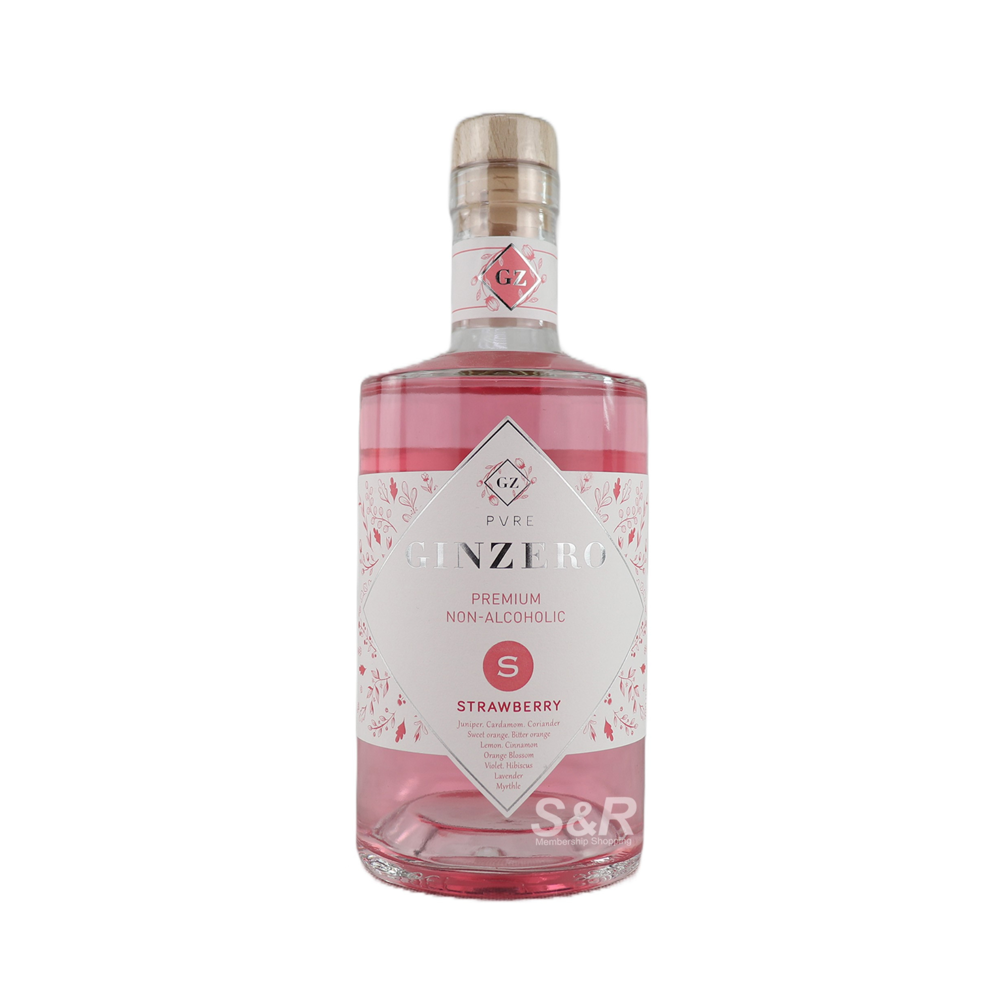 PVRE Gin Zero 12 Botanics Strawberry Premium Non-Alcoholic Liquor 700mL